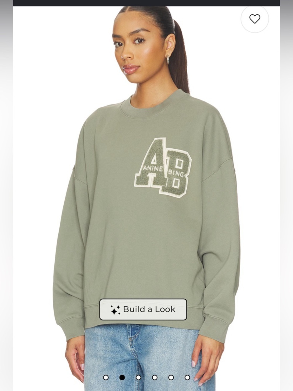 Anine Bing Miles AB Graphic Sweatshirt Sage Green Size Medium Oversized - Picture 4 of 12